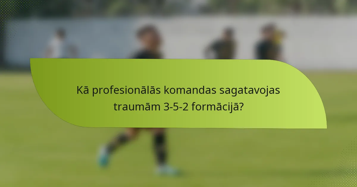 Kā profesionālās komandas sagatavojas traumām 3-5-2 formācijā?